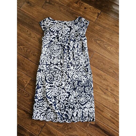 Lands' End Navy Blue Floral Sheath Dress Women's Size 6 Coastal Party - Picture 10 of 11